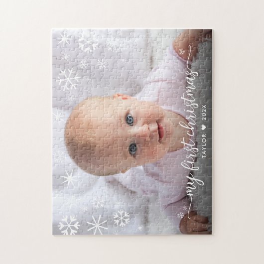 Puzzle Baby 1er Script de Noël Snowflake Photo Keepsaké (Vertical)
