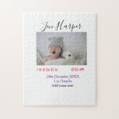 Puzzle Baby birth stats add name place date keepsake memo (Vertical)