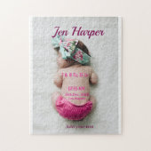 Puzzle Baby birth stats add name place date keepsake memo (Vertical)