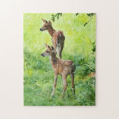 Puzzle Baby Deer jumeaux jumeaux dans la nature aquarelle (Vertical)