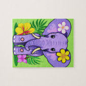 Puzzle Baby éléphant avec fleurs tropicales (Horizontal)