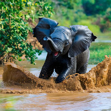Baby Elephant Jouer dans la boue