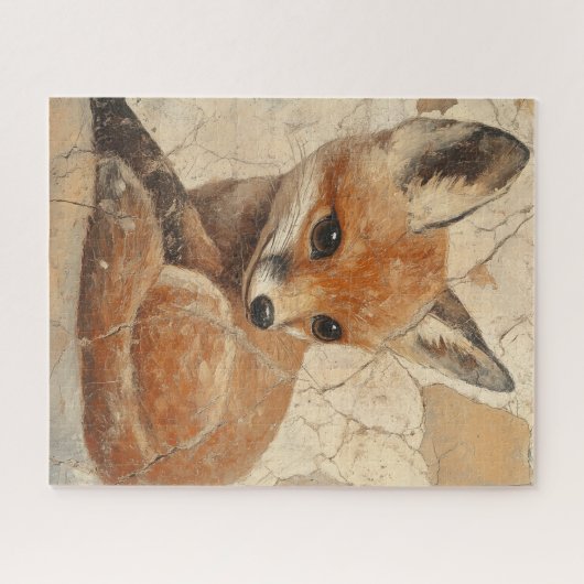 Puzzle Baby Fox Old World Look (Horizontal)
