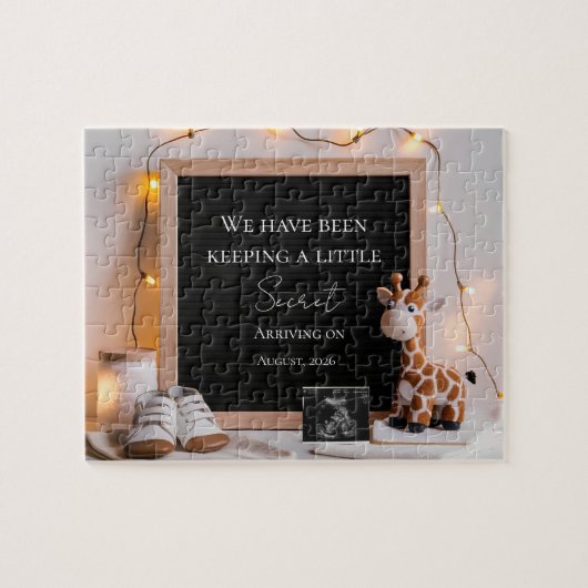 Puzzle  Baby Giraffe Neutral  pregnancy announcement  (Horizontal)
