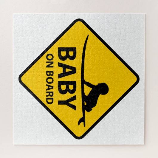 Puzzle Baby on Board funny baby design with surf board (Horizontal)