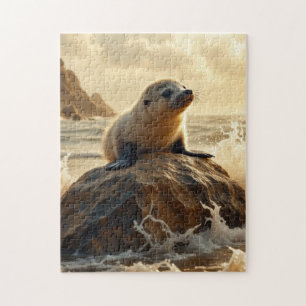 Puzzle Baby Sea Lion au coucher du soleil