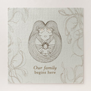 Puzzle Baby shower pour deux mamans
