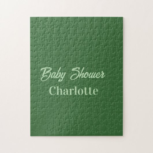 Puzzle Baby shower vert forêt pastel nom simpleminimal (Vertical)