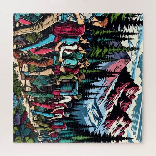 Puzzle Backpacking People Randonnée Trail à travers les m (Horizontal)