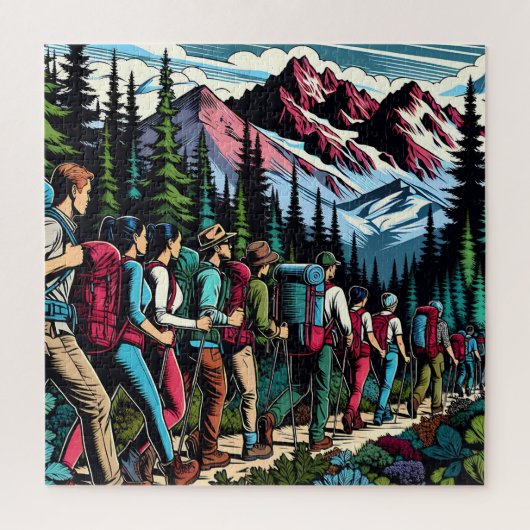 Puzzle Backpacking People Randonnée Trail à travers les m (Vertical)