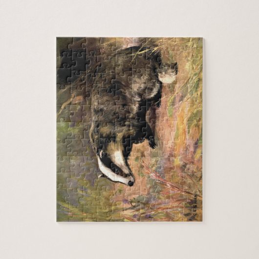 Puzzle Badger par CE Swan, Poster d'Animaux de Forêt Vint (Vertical)