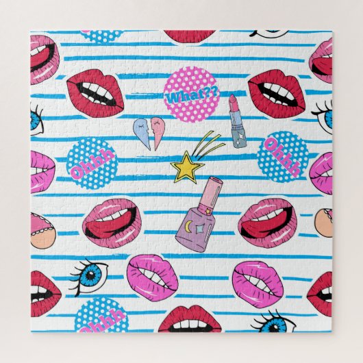 Puzzle Badges de patchs de dessin animé : pop art. (Vertical)