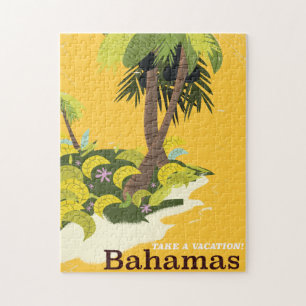 Puzzle Bahamas vintage vieux imprimé voyage.
