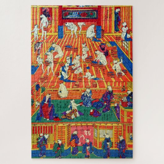 Puzzle Bain Communal Japonais Chat, Utagawa Yoshifuji (Vertical)