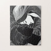 Puzzle Baiser d'amour secret noir et blanc (Vertical)