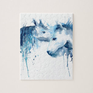 Puzzle Baiser de cheval d'aquarelle, amour de cheval