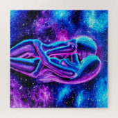 Puzzle Baiser lesbien en bleu et violet (Horizontal)