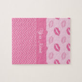 Puzzle Baisers et zigzags rose et blanc (Horizontal)