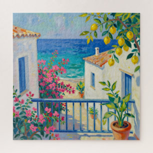Puzzle Balcon Méditerranéen Bougainvillée Vue sur la Mer