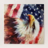 Puzzle Bald Eagle avec drapeau des États-Unis d'Amérique (Horizontal)