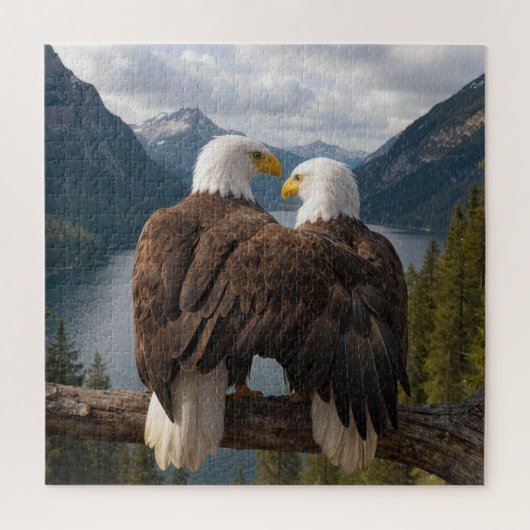Puzzle Bald Eagle Protecting His Mate (Vertical)