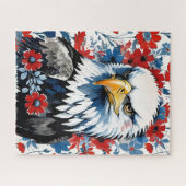 Puzzle Bald Eagle Rouge Blanc et Bleu Floral USA (Horizontal)