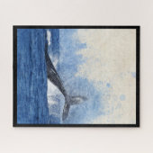 Puzzle Baleine bleue faisant des éclaboussures dans l'océ (Horizontal)