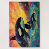 Puzzle 🐙 baleine d'un temps : Orca Mère & Calf (Vertical)