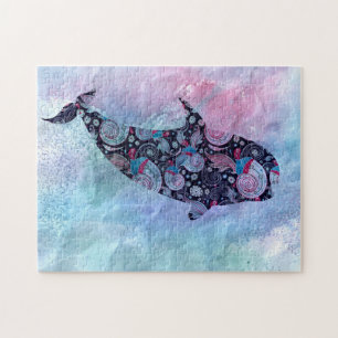 Puzzle Baleine ornementale de silhouette