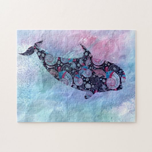 Puzzle Baleine ornementale de silhouette (Horizontal)
