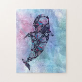 Puzzle Baleine ornementale de silhouette (Vertical)