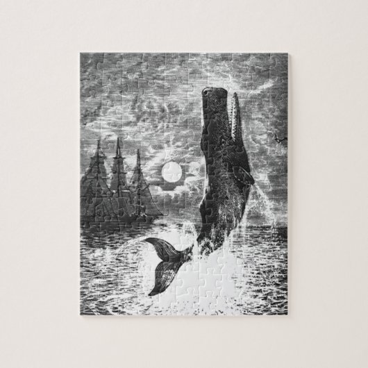 Puzzle Baleine vintage, Vie Marine Animaux (Vertical)