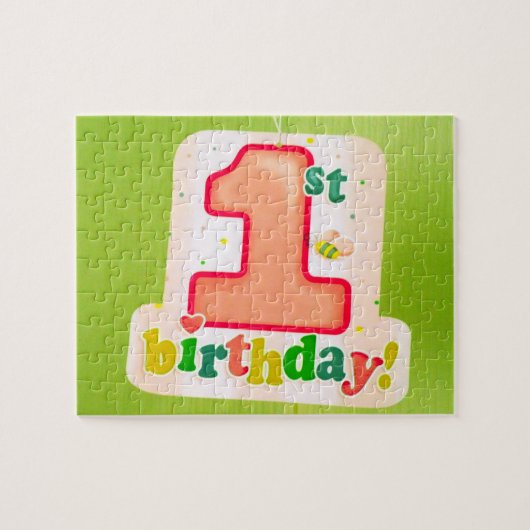 Puzzle Balise orange 1er anniversaire sur la porte verte (Horizontal)