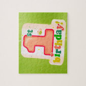 Puzzle Balise orange 1er anniversaire sur la porte verte (Vertical)