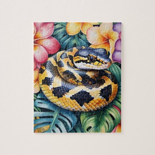 Puzzle Ball Python Snake Family Pet Portrait (Vertical)