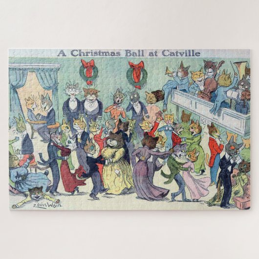 Puzzle Balle de Noël à Catville, Louis Wain (Horizontal)