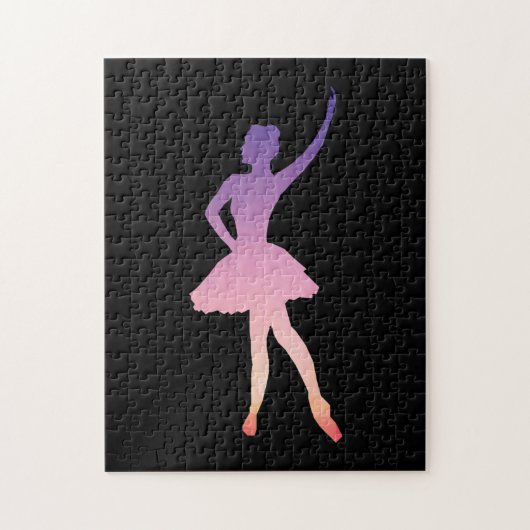 Puzzle Ballerina fille silhouette rose violet (Vertical)