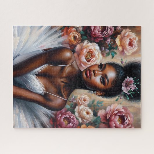 Puzzle Ballerina Noire En Tutu Blanc Avec Peoné Art (Horizontal)