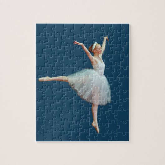 Puzzle Ballerine dans le blanc sur le bleu (Vertical)
