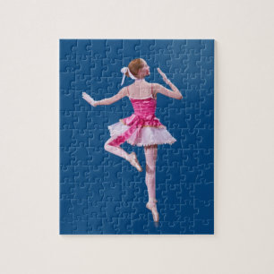 Puzzle Ballerine dans rose et blanc sur le bleu