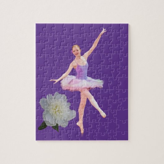 Puzzle Ballerine de danse dans personnalisable pourpre et (Vertical)