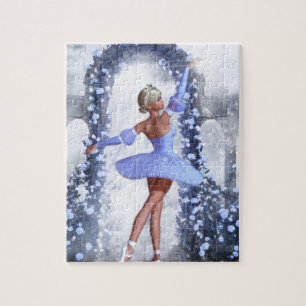 Puzzle Ballerine de fantaisie bleue et blanche avec des f