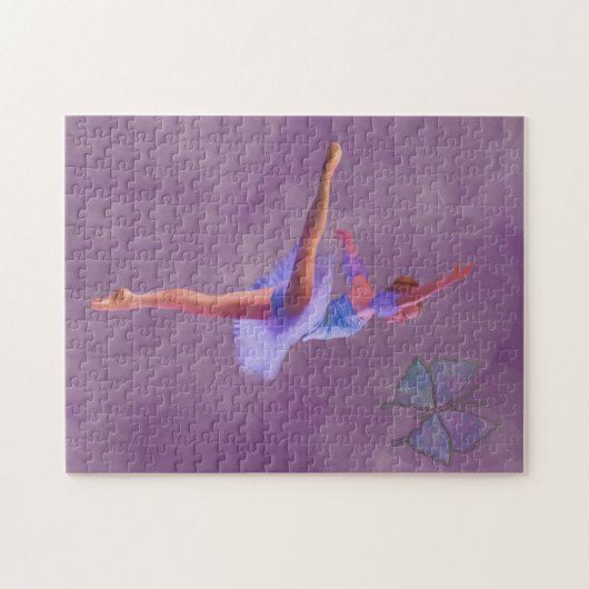 Puzzle Ballerine en position d'arabesque dans pourpre et (Horizontal)