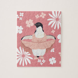 Puzzle Ballerine Pingouin Fille Mignonne Fleurs Enjouées