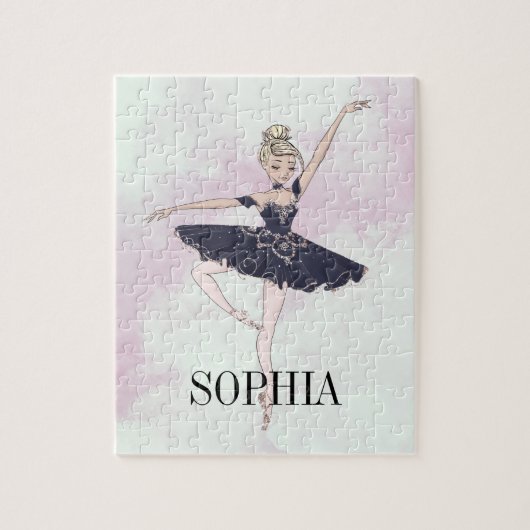 Puzzle Ballet Ballerina bleu rose personnel (Vertical)