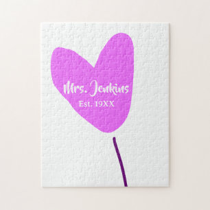 Puzzle Ballon cœur rose Mme ajouter nom est. Ajouter anné