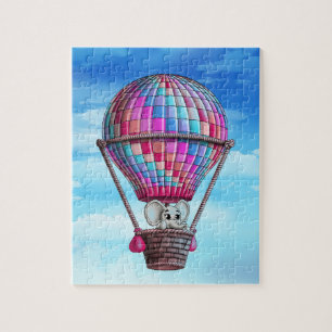 Puzzle Ballon éléphant et air chaud