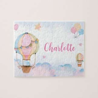 Puzzle Ballons à air chaud, Coeurs et nuages Personnalisé