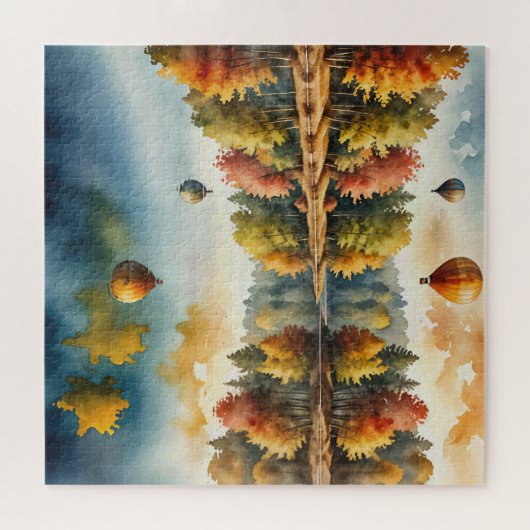 Puzzle Ballons à air chaud survolant un lac d'automne (Horizontal)