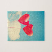 Puzzle Ballons du Coeur Rouge contre ciel nuageux (Horizontal)